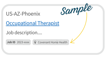 Infographic showing a sample job listing for Covenant Home Health